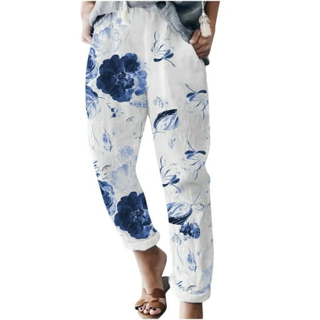 Dadaria Loose Linen Pants for Women Summer Elastic Waist Print Loose Trousers Pants Navy S Female
Dadaria Loose Linen Pants for Women Summer Elastic Waist Print Loose Trousers Pants Navy S Female