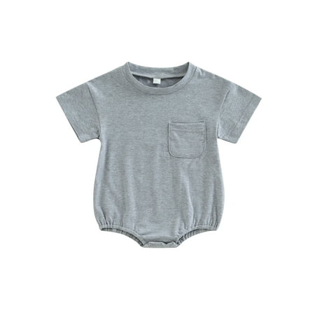 Arvbitana 0-24 Months Infant Baby Boys Girls Summer Romper Short Sleeve Round Neck Solid Color Chest Pocket Bodysuit Playsuit
Arvbitana 0-24 Months Infant Baby Boys Girls Summer Romper Short Sleeve Round Neck Solid Color Chest Pocket Bodysuit Playsuit