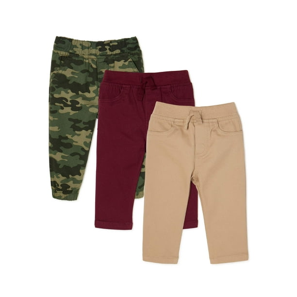 Garanimals Baby Boy Micro Peached Twill Pants & Joggers, 3-Pack