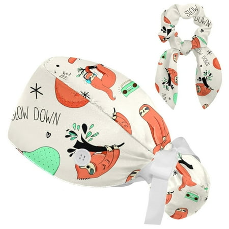 Working Cap with Buttons and Sweatband Scrub Hat Bouffant Caps with Scrunchie Cute Sloths Tie Back Hats
Working Cap with Buttons and Sweatband Scrub Hat Bouffant Caps with Scrunchie Cute Sloths Tie Back Hats