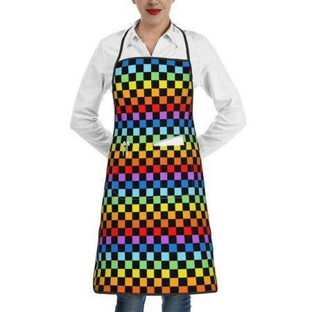 Gaeub Rainbow Chequerboard Kitchen Cooking Aprons Adjustable Bib Apron Waterdrop and Oil Resistant Kitchen Chef Apron for Women Men
Gaeub Rainbow Chequerboard Kitchen Cooking Aprons Adjustable Bib Apron Waterdrop and Oil Resistant Kitchen Chef Apron for Women Men