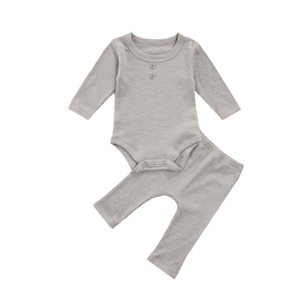 Canrulo Newborn Infant Baby Girls Boys Clothes Solid Color Long Sleeve Rompers Pants Autumn Spring Soft Set Gray 12-18 Months 
Canrulo Newborn Infant Baby Girls Boys Clothes Solid Color Long Sleeve Rompers Pants Autumn Spring Soft Set Gray 12-18 Months