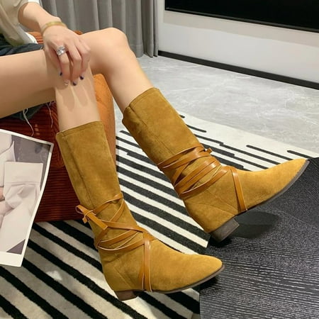 Sehao womens flat dress shoes Fashion Women Flock Square Heels Non Slip Cross Straps Slip On Mid Calf Boots Pointed Toe Shoes Flock womens winter shoes women casual shoes
Sehao womens flat dress shoes Fashion Women Flock Square Heels Non Slip Cross Straps Slip On Mid Calf Boots Pointed Toe Shoes Flock womens winter shoes women casual shoes