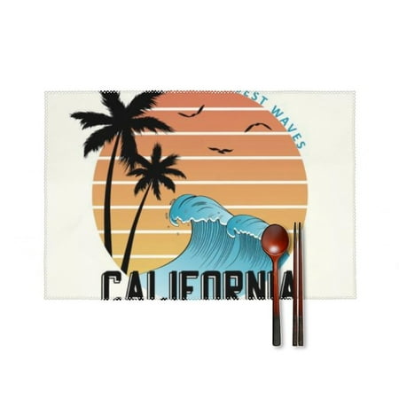 California Surfing Graphic Palm Trees Dinner Placemats Set of 4 Kitchen Table Placemats 18 * 12 Inches Place Mats Dining Tables Indoor for Kitchen Table Washable Decorations
California Surfing Graphic Palm Trees Dinner Placemats Set of 4 Kitchen Table Placemats 18 * 12 Inches Place Mats Dining Tables Indoor for Kitchen Table Washable Decorations
