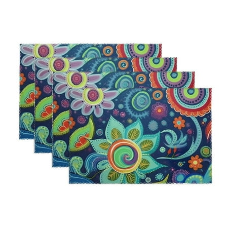 Creowell Flower Paisley Pattern Print Washable Placemats Set of 4 - Seasonal Home Kitchen Decor 11.8*17.7in 
Creowell Flower Paisley Pattern Print Washable Placemats Set of 4 - Seasonal Home Kitchen Decor 11.8*17.7in