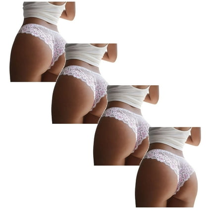 Womens Underwear Brief Crochet Lace up Panty Hollow Out Panties4PC