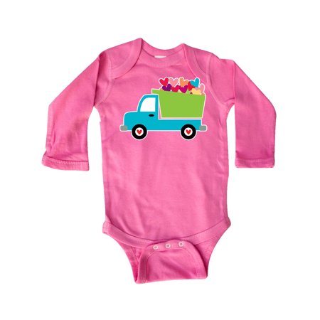 Inktastic Valentine s Day Heart Truck Gift Baby Boy or Baby Girl Long Sleeve Bodysuit