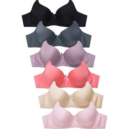 Mamia Women s Basic Lace/Plain Lace Bras Pack of 6- Various Styles 40135 34B
