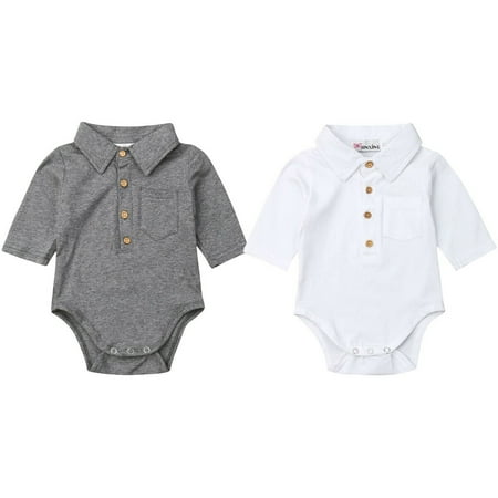 Newborn Infant Baby Boy Formal Cotton Romper Bodysuit Jumpsuit Outfits Clothes
