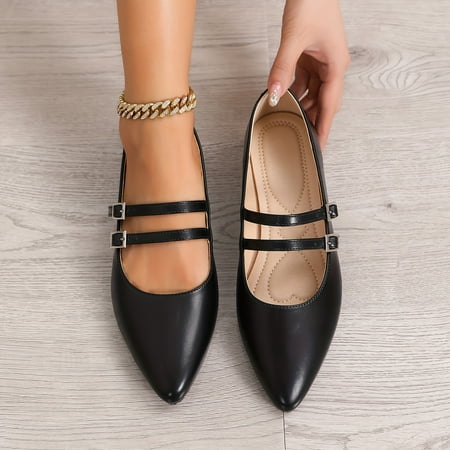 Women s Pointed Toe Buckle Strap Shoes All-Match Solid Color Flat Shoes Soft Sole Flats
Women s Pointed Toe Buckle Strap Shoes All-Match Solid Color Flat Shoes Soft Sole Flats