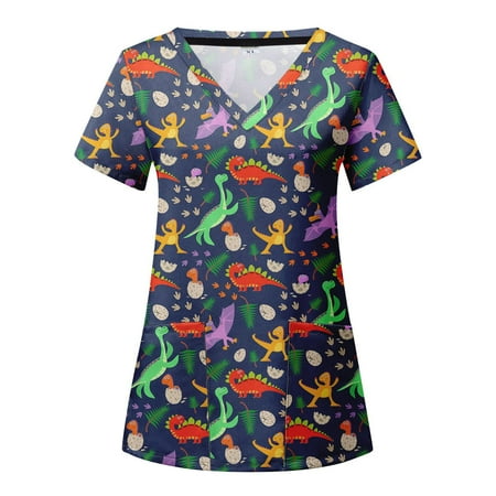 Women Scrubs Top Working Uniform Nurses Clothing Workwear Short Sleeve V-Neck Flower Printed Top Nursed Working T-Shirts With Pockets Streetwear
Women Scrubs Top Working Uniform Nurses Clothing Workwear Short Sleeve V-Neck Flower Printed Top Nursed Working T-Shirts With Pockets Streetwear