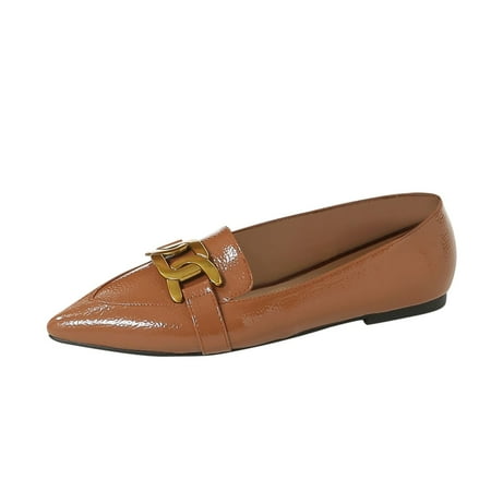 Shoes for Women Women S Leather Shoes Chain Low Heels Pointed Toe Casual Solid Color British Style Sandals Flat
Shoes for Women Women S Leather Shoes Chain Low Heels Pointed Toe Casual Solid Color British Style Sandals Flat