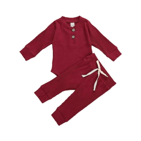 Izhansean Newborn Baby Boy Girl Clothes Ribbed Knitted Romper Long Pants Fall Winter Suit Wine Red 6-12 Months
Izhansean Newborn Baby Boy Girl Clothes Ribbed Knitted Romper Long Pants Fall Winter Suit Wine Red 6-12 Months