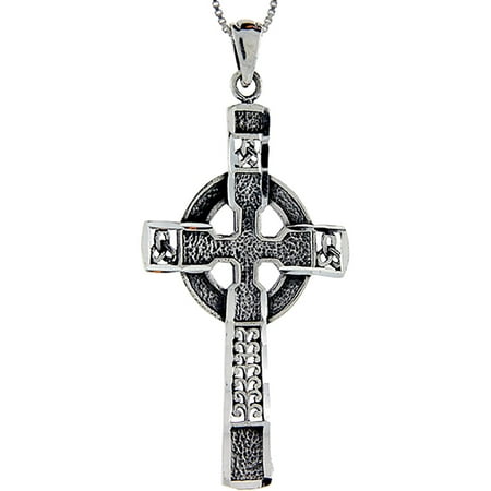 Sterling Silver Celtic High Cross Pendant, 2 1/4 inch long