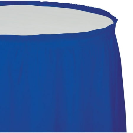 Pack of 6 Cobalt Blue Pleated Disposable Plastic Picnic Party Table Skirts 14'
