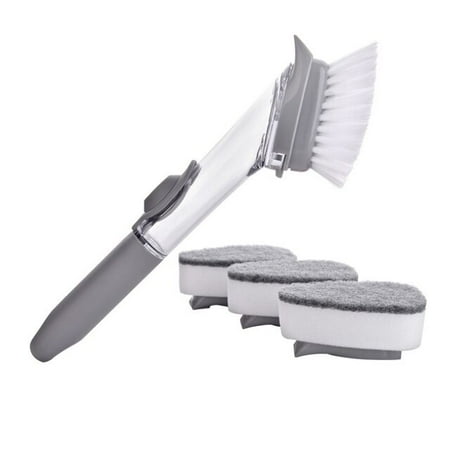 Kitchen Cleaning Tools 2 in 1 Long Handle Cleaning Brush Removable Brush Sponge Sponge Dispenser Dishwasher Set