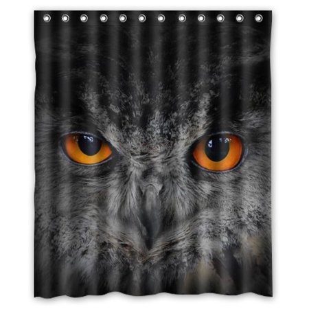 ARTJIA Black Night Owl Look At You Shower Curtain Waterproof Polyester Fabric Bathroom Curtain 60x72 inch