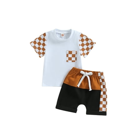 Qtinghua Toddler Baby Boy Summer Clothes Checkboard Plaid Short Sleeve T-Shirt Top Drawstring Shorts Set
Qtinghua Toddler Baby Boy Summer Clothes Checkboard Plaid Short Sleeve T-Shirt Top Drawstring Shorts Set