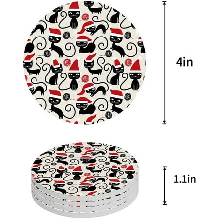 KXMDXA Black Cat Wearing a Christmas Hat Set of 8 Round Coaster for Drinks Absorbent Ceramic Stone Coasters Cup Mat with Cork Base for Home Kitchen Room Coffee Table Bar Decor
KXMDXA Black Cat Wearing a Christmas Hat Set of 8 Round Coaster for Drinks Absorbent Ceramic Stone Coasters Cup Mat with Cork Base for Home Kitchen Room Coffee Table Bar Decor