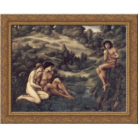 The Garden of Pan 23x20 Gold Ornate Wood Framed Canvas Art by Burne Jones, Edward