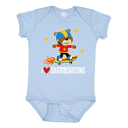 Inktastic Skateboard I Love Skateboarding Gift Baby Boy Bodysuit