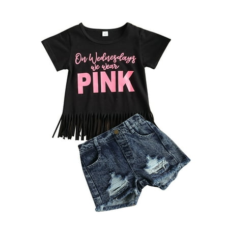 Toddler Baby Girl Jean Shorts Set Letter Print Tassel T-Shirt Top Ripped Denim Short Pants 2Pcs Outfit
Toddler Baby Girl Jean Shorts Set Letter Print Tassel T-Shirt Top Ripped Denim Short Pants 2Pcs Outfit