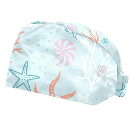 2PCS Working Cap with Buttons and Sweatband Adjustable Tie Back Hats Bouffant Caps Starfish Scrub Turban Hat
2PCS Working Cap with Buttons and Sweatband Adjustable Tie Back Hats Bouffant Caps Starfish Scrub Turban Hat
