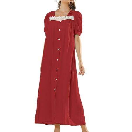 Niuer Womens Long Nightgown Dress Short Sleeve Nightshirt V-Neck Soft Loungewear Casual Sleepwear Summer Lace Nightgown Soft Jersey Lingerie
Niuer Womens Long Nightgown Dress Short Sleeve Nightshirt V-Neck Soft Loungewear Casual Sleepwear Summer Lace Nightgown Soft Jersey Lingerie