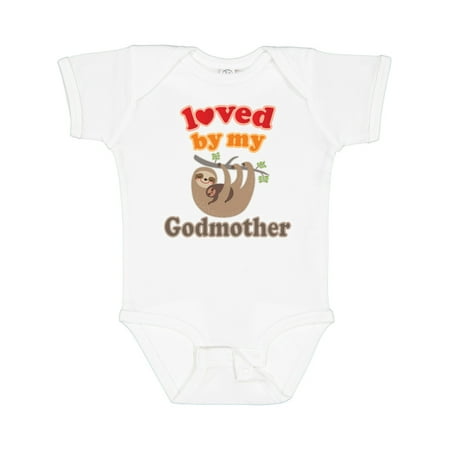 Inktastic My Godmother Loves Me Baby Sloth Gift Baby Boy or Baby Girl Bodysuit