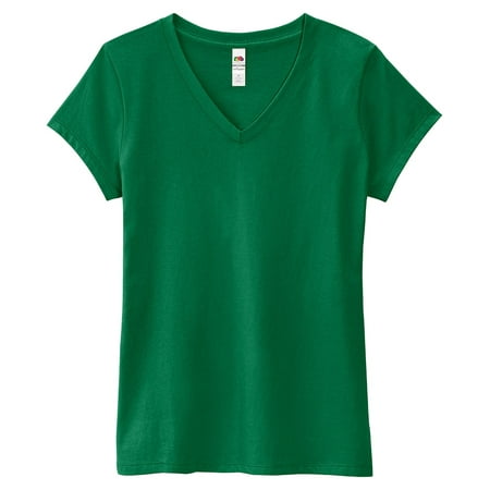 Fruit of the Loom SFJVR Ladies V Neck T-Shirt -Clover-3X-Large