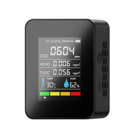 5in1 CO2 Digital Thermometer Humidity Tester Carbon Dioxide Tvoc Hcho Air Quality Monitor Black
5in1 CO2 Digital Thermometer Humidity Tester Carbon Dioxide Tvoc Hcho Air Quality Monitor Black