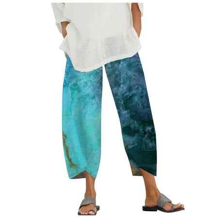 Dadaria Wide Leg Linen Pants for Women High Waist Street personality scenic print thin seven point pants Blue L Female
Dadaria Wide Leg Linen Pants for Women High Waist Street personality scenic print thin seven point pants Blue L Female