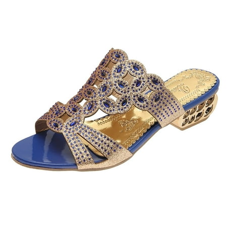 Sandals Women Fashion Summer Women Sandals Hollow Breathable Rhinestone Shiny Thick Heel Casual Womens Sandals Pu Blue 37
Sandals Women Fashion Summer Women Sandals Hollow Breathable Rhinestone Shiny Thick Heel Casual Womens Sandals Pu Blue 37