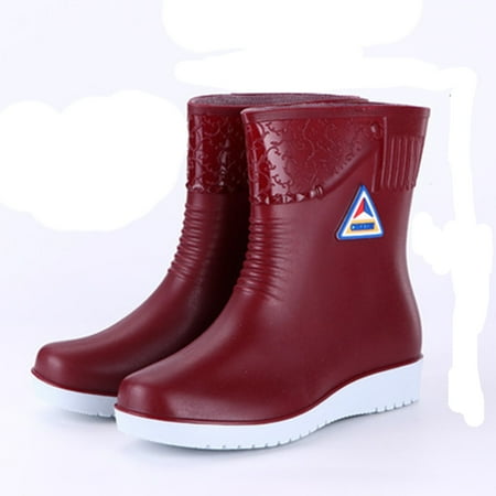 Rain Shoes Women s Flats Non-slip Round Toe Shoes Waterproof Galoshes Rain Boots