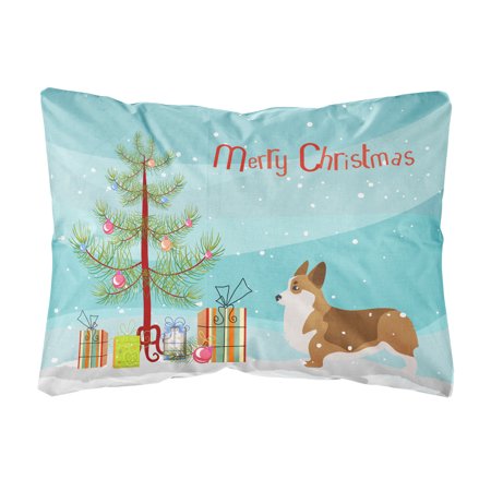 Corgi Merry Christmas Tree Canvas Fabric Decorative Pillow