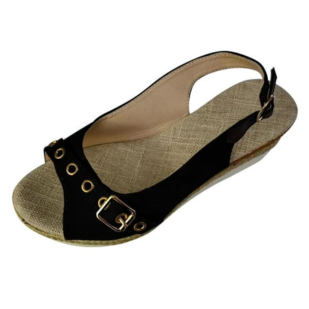 Summer Saving Clearance! Kukoosong Womens Wedge Sandals Summer Shoes Wedge Heel Sandals Solid Color Casual Womens Sandals Women Black 39
Summer Saving Clearance! Kukoosong Womens Wedge Sandals Summer Shoes Wedge Heel Sandals Solid Color Casual Womens Sandals Women Black 39