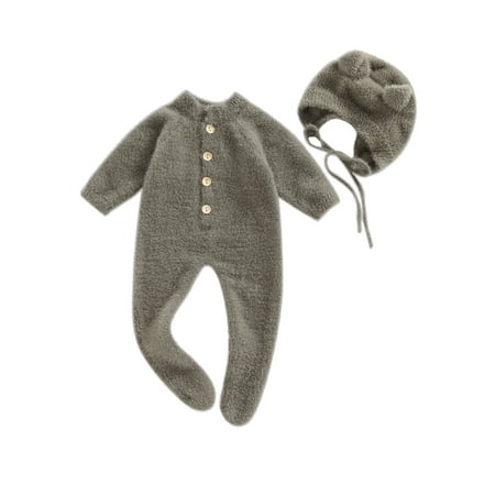 Arvbitana Infant Baby Girl Boy Plush Jumpsuit Long Sleeve Round Neck Button Closure Solid Color Playsuit + Hat Winter Warm One Pieces Clothes for Infant 2Pcs 0-24M
Arvbitana Infant Baby Girl Boy Plush Jumpsuit Long Sleeve Round Neck Button Closure Solid Color Playsuit + Hat Winter Warm One Pieces Clothes for Infant 2Pcs 0-24M