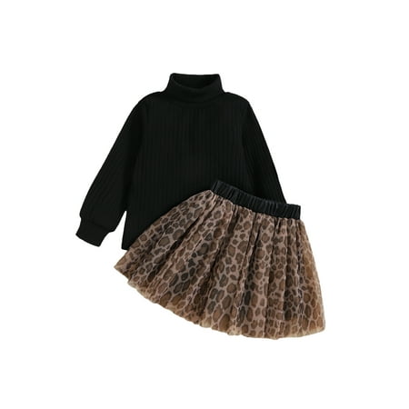 Canrulo Toddler Baby Girls Dress Suit Long Sleeve High Neck Sweater Tops A-Lined Short Leopard Half Dress Set Black 5T
Canrulo Toddler Baby Girls Dress Suit Long Sleeve High Neck Sweater Tops A-Lined Short Leopard Half Dress Set Black 5T