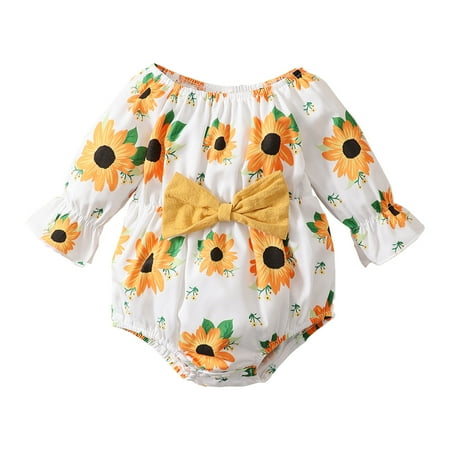 Infant Girl Clothes 0 Months Infant Girl Fall-Winter Bodysuit 3 Months Infant Girl Long Sleeve Sunflower Romper Bodysuit White
Infant Girl Clothes 0 Months Infant Girl Fall-Winter Bodysuit 3 Months Infant Girl Long Sleeve Sunflower Romper Bodysuit White