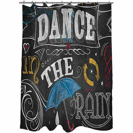 Thumbprintz Chalkboard Dance in the Rain Shower Curtain