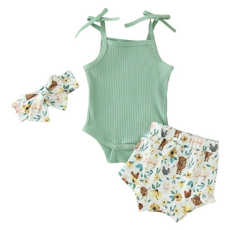 Toddler Girls Sleeveless Ribbed Romper Bodysuit Cartoon Cow Printed Shorts Headbands Outfits Baby Fashion Dailywear Child Clothing
Toddler Girls Sleeveless Ribbed Romper Bodysuit Cartoon Cow Printed Shorts Headbands Outfits Baby Fashion Dailywear Child Clothing