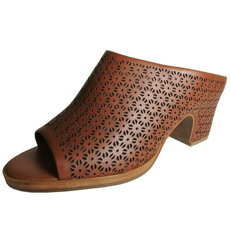 Gentle Souls Womens Post LE Cutout Detailed Mule Shoe Cognac US 7