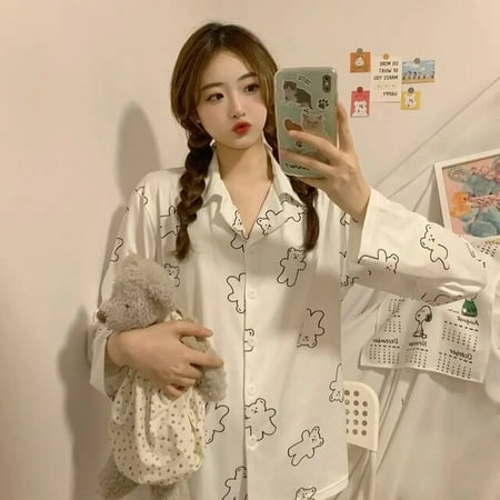 CoCopeaunt Womens Cute Cartoon Pajamas Set Turn-down Collar Pyjamas Long Sleeves Suit Soft Female Sleepwear Autumn Homewear Home Services
CoCopeaunt Womens Cute Cartoon Pajamas Set Turn-down Collar Pyjamas Long Sleeves Suit Soft Female Sleepwear Autumn Homewear Home Services