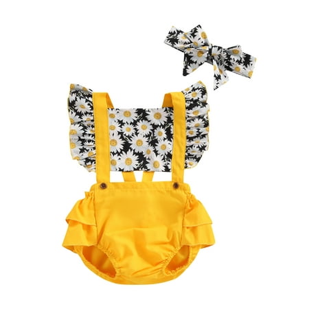 Calsunbaby Newborn Baby Girl Romper Sleeveless Daisy Print Patchwork Suspender Jumpsuit Summer Clothes Sunsuit Yellow 0-6 Months
Calsunbaby Newborn Baby Girl Romper Sleeveless Daisy Print Patchwork Suspender Jumpsuit Summer Clothes Sunsuit Yellow 0-6 Months