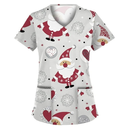 S LUKKC LUKKC Scrub Tops for Women Classic Fit 2 Pockets Four-Way Stretch Anti-Wrinkle Scrub Top V-Neck Short Sleeve Working Uniform Christmas Printing Nurse Shirts Tunic Blouse
S LUKKC LUKKC Scrub Tops for Women Classic Fit 2 Pockets Four-Way Stretch Anti-Wrinkle Scrub Top V-Neck Short Sleeve Working Uniform Christmas Printing Nurse Shirts Tunic Blouse