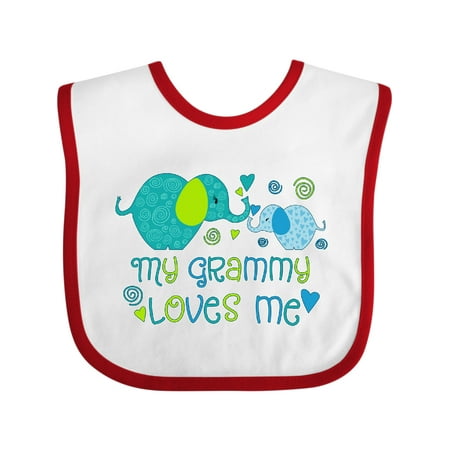 Inktastic My Grammy Loves Me- Cute Elephants Gift Baby Boy or Baby Girl Bib