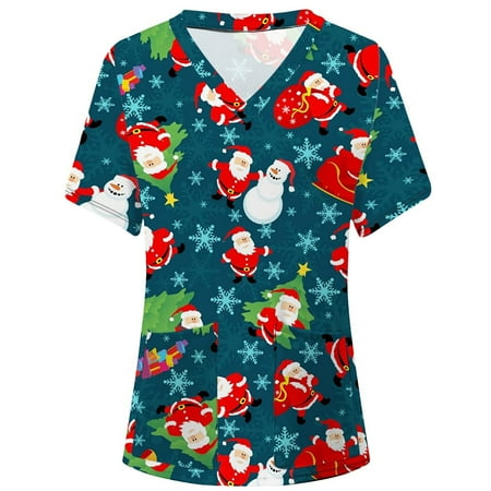 Womens V-Neck Christmas Scrub Tops Christmas Short Sleeve V Neck Snowman Printed Top Nursed Working T Shirts Blouse With Pockets
Womens V-Neck Christmas Scrub Tops Christmas Short Sleeve V Neck Snowman Printed Top Nursed Working T Shirts Blouse With Pockets