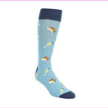Cremieux Tacos-N-Margaritas Mens Socks Cotton Blend LT Blue Dress SIZE:6-12.5