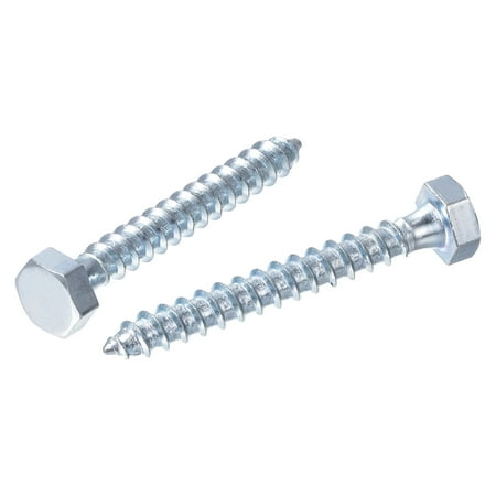 Uxcell M6 x 50mm Carbon Steel Zinc Plated Hex Lag Screws for Wood 25 Pack