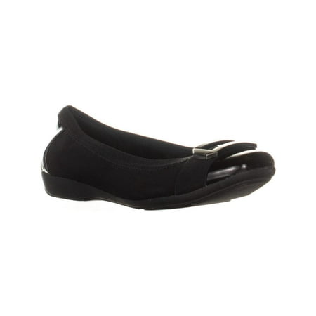 Womens Anne Klein Uplift Buckle Wedge Flats Black Combo 10 US
